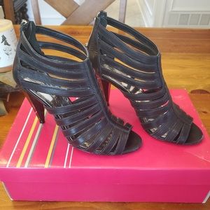 BCBGirls patent cage sandals size 6.5